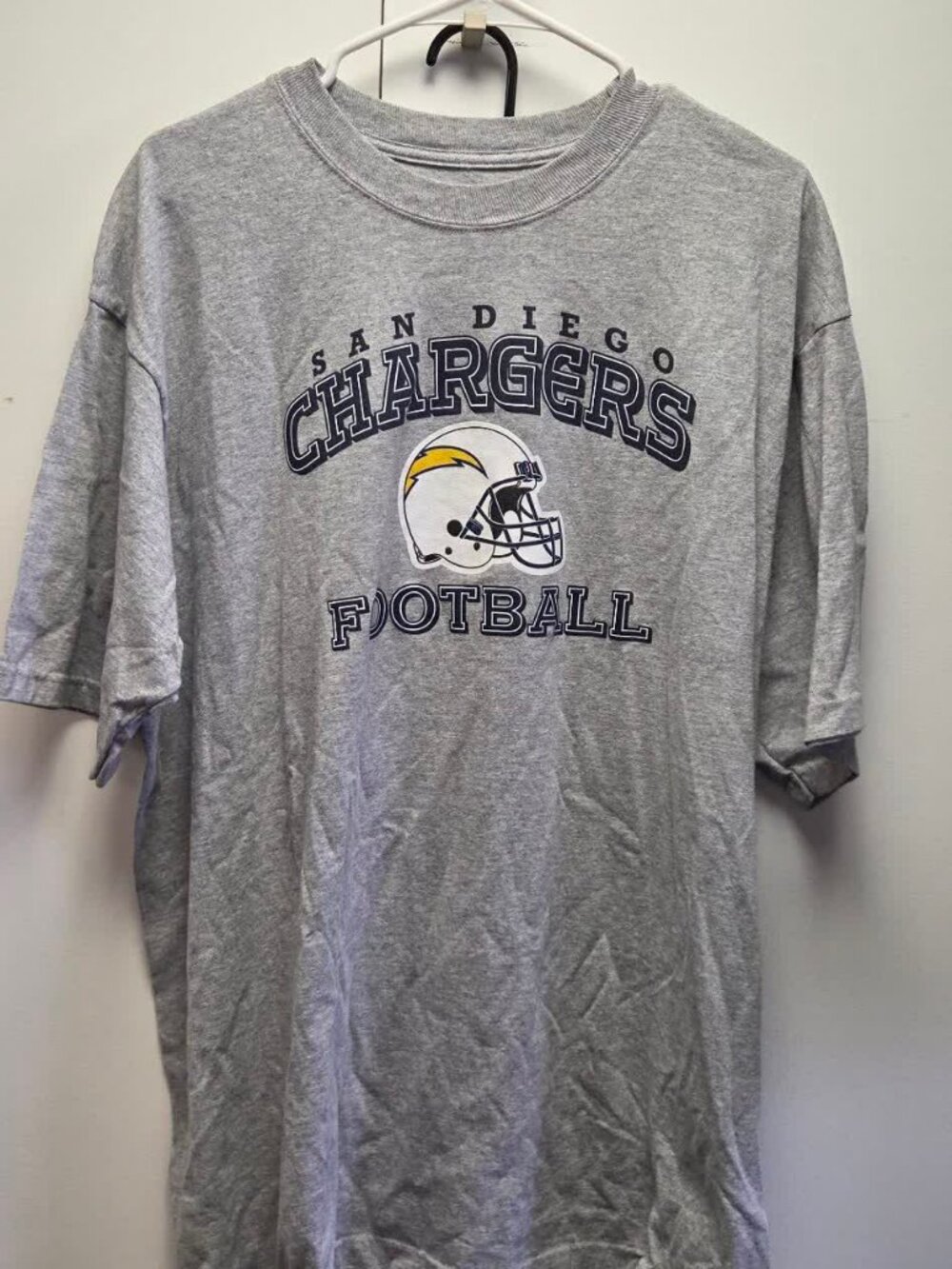 San Diego Chargers T Shirt Mens XL Heather Gray Reebok White Helmet